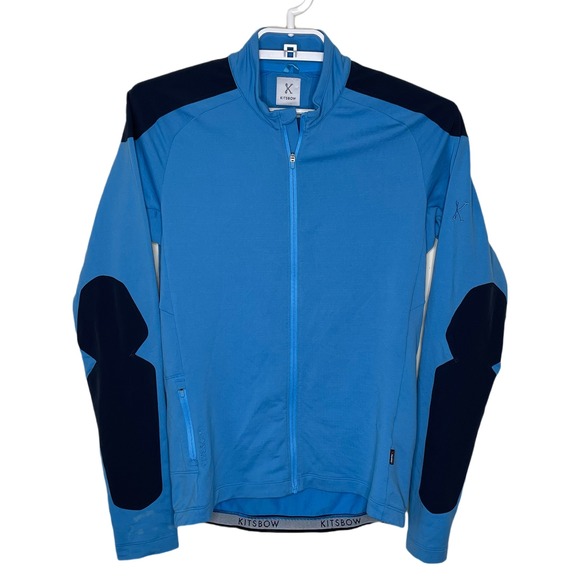 Kitsbow Orgin Jersey Mens Cycling Jacket Full Zip Blue Black XS Nylon Lycra - Picture 1 of 10